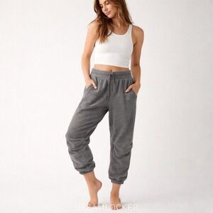 Free People Day Off Fleece Joggers XS Washed Gray Boho Casual Lounge NEW